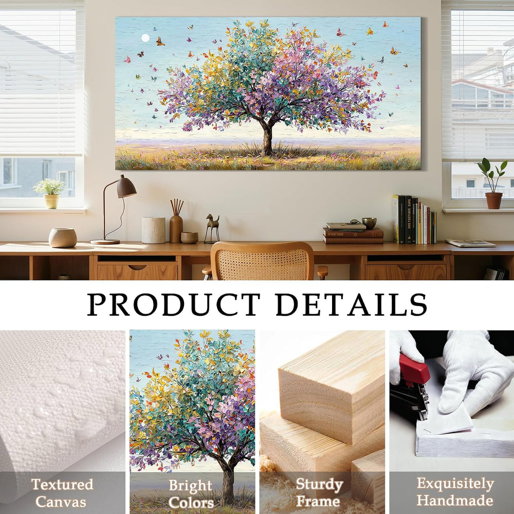 SERIMINO Butterfly Tree of Life Wall Art, Landscape Art Prints 20"x40"
