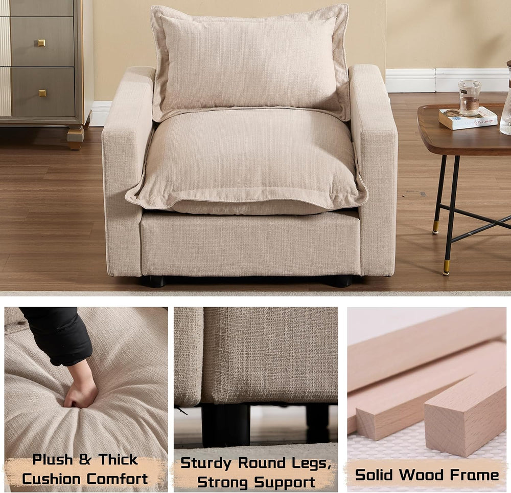chairus 39.5" Chaise Lounge Chair Indoor with Ottoman, Upholstered Singl...