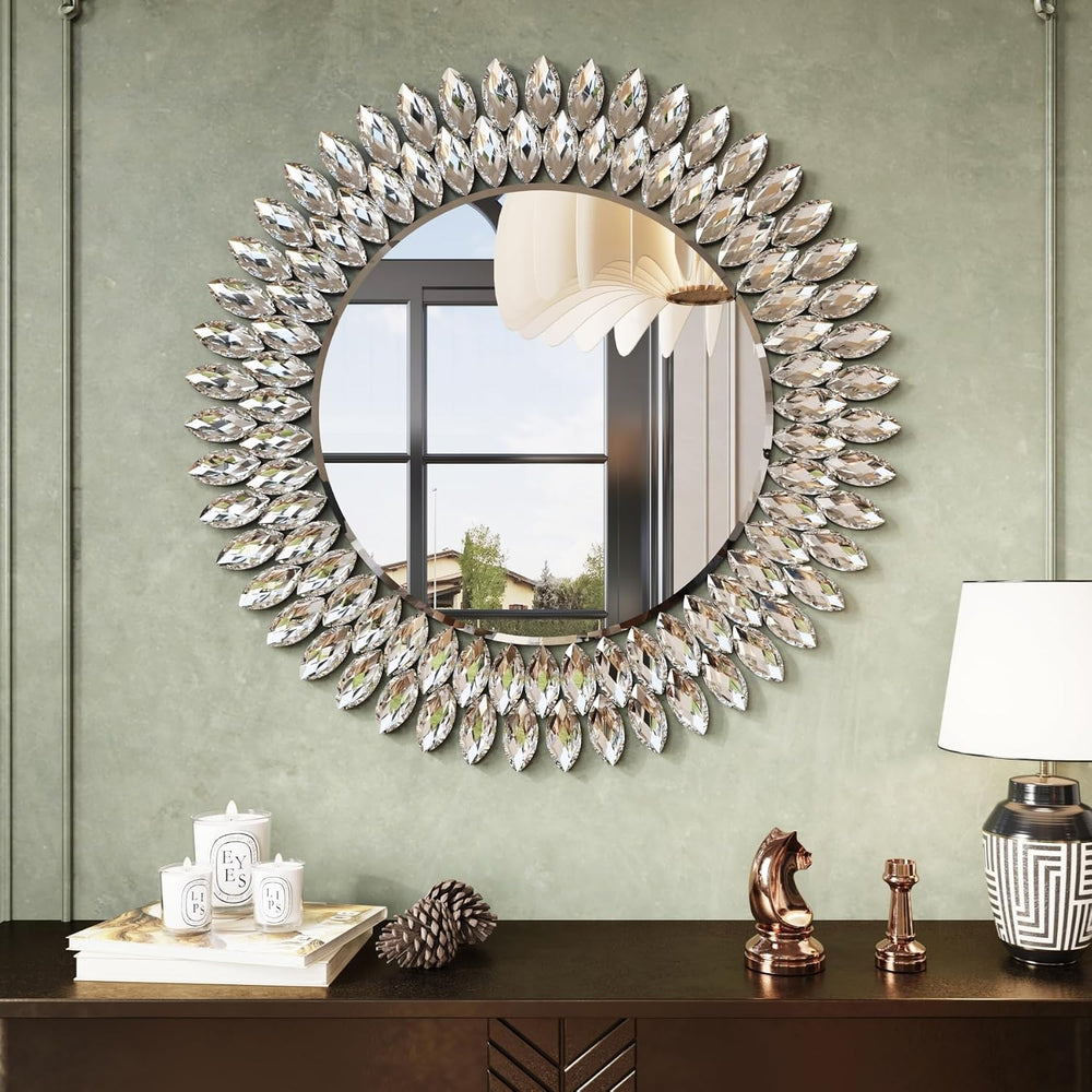 Kelly Miller 26" Jeweled Luxury Round Decorative Wall Mirror