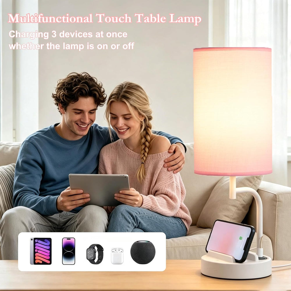 Dreamholder Touch Control USB Table Lamp with USB C/A & AC Outlet, 3-Way ...