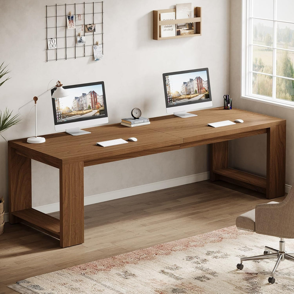 Tribesigns Two Person Desk, 86.6-Inch Extra Long Desk, Double Computer Desk