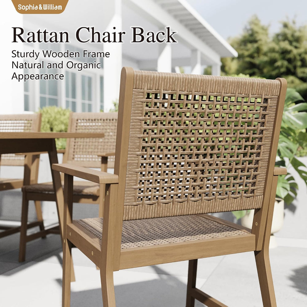 Sophia & William Patio Dining Set, Rattan, Wood, Light Brown