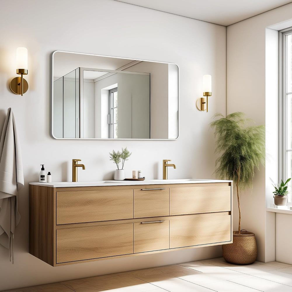 Vanity Bathroom Mirror, 50”x30” Silver Bathroom Mirror for Over Sink