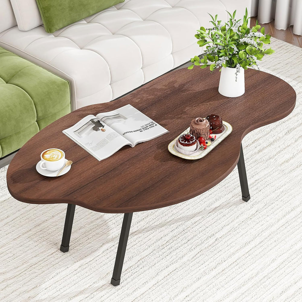Foldable Coffee Table Cloud Shape Portable for Small Spaces,Walnut