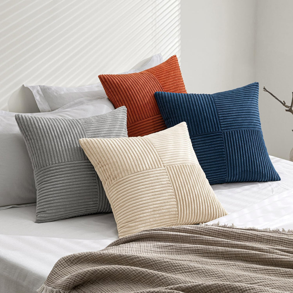 MIULEE Blue Rust Throw Pillow Covers 18x18 Inch Set of 4 Boho Farmhouse Cushi...