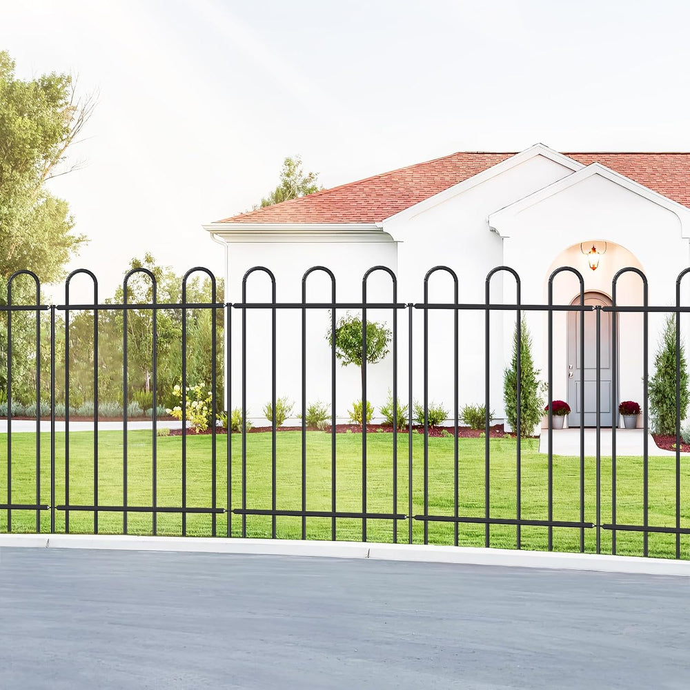 36” x 12’ Outdoor Metal Garden Fence, No-Dig Dog Fence Panels with Stakes