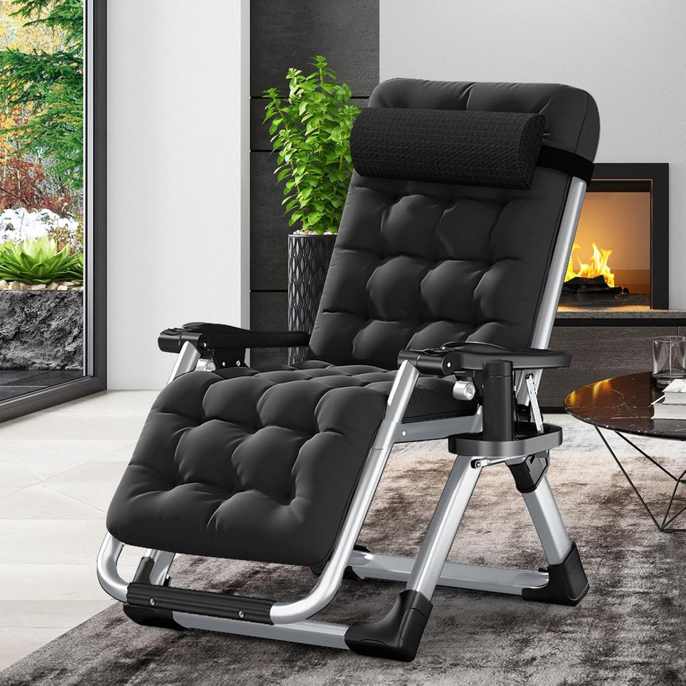 LILYPELLE Comfy Folding Chair, Folding Lounge Chair with Cushion