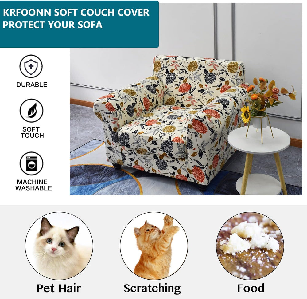KRFOONN 2 Piece Chair Covers Printed Sofa Covers Couch Covers Washable Armcha...