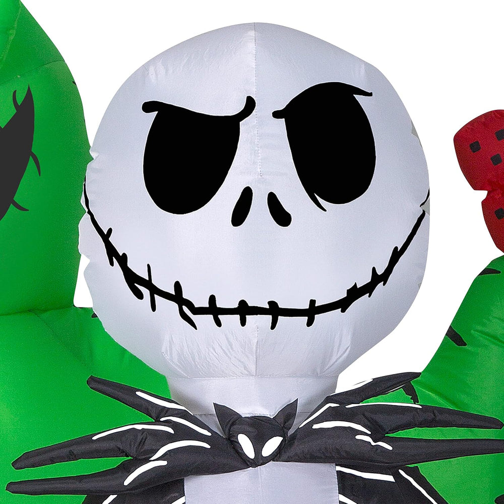 Gemmy Jack Skellington Halloween Inflatable Scene, 6.5 Ft Tall Lighted Nightm...