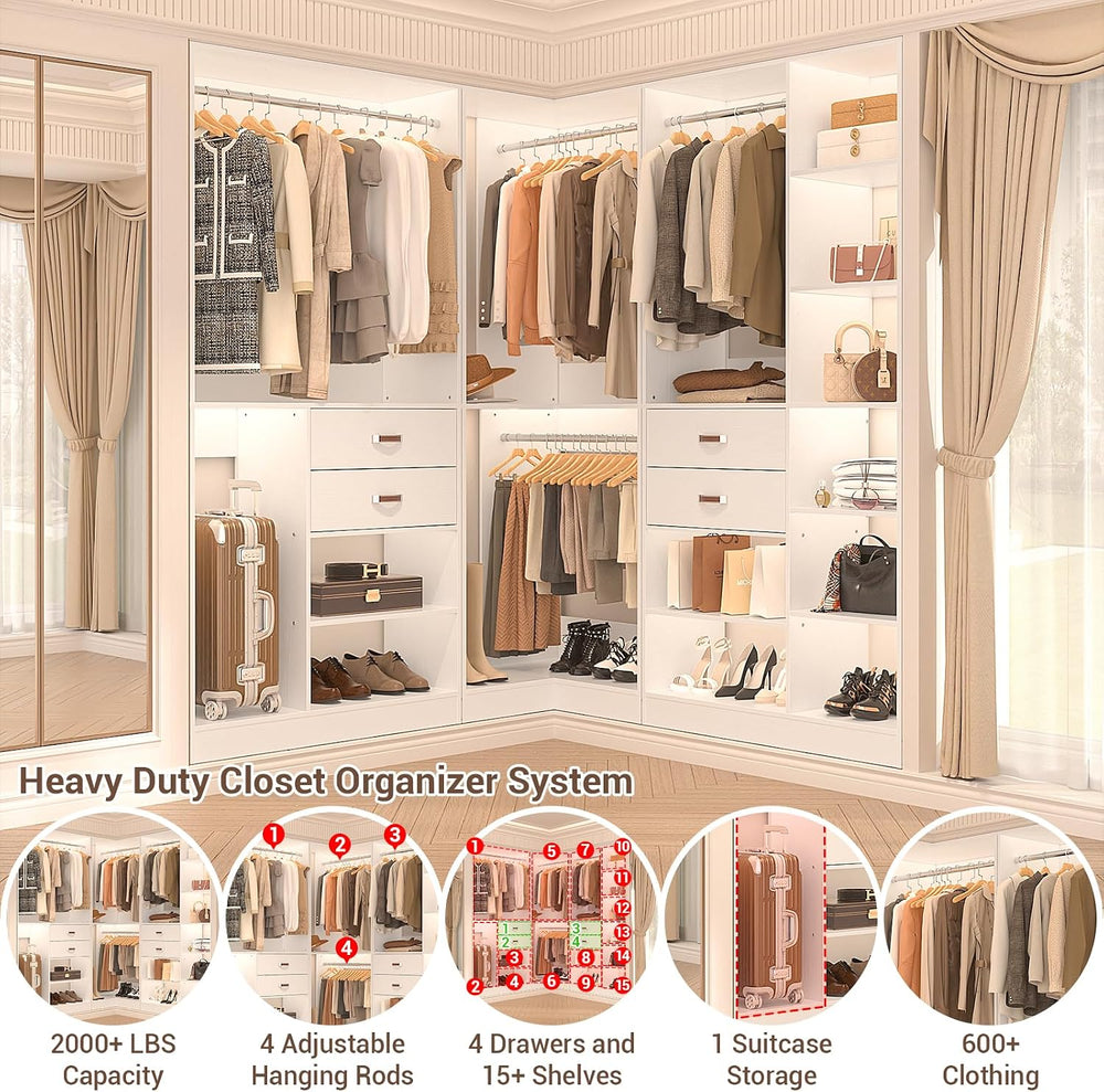 Armocity Freestanding Closet System with 3 Sets, 110'' Reversible Sta...