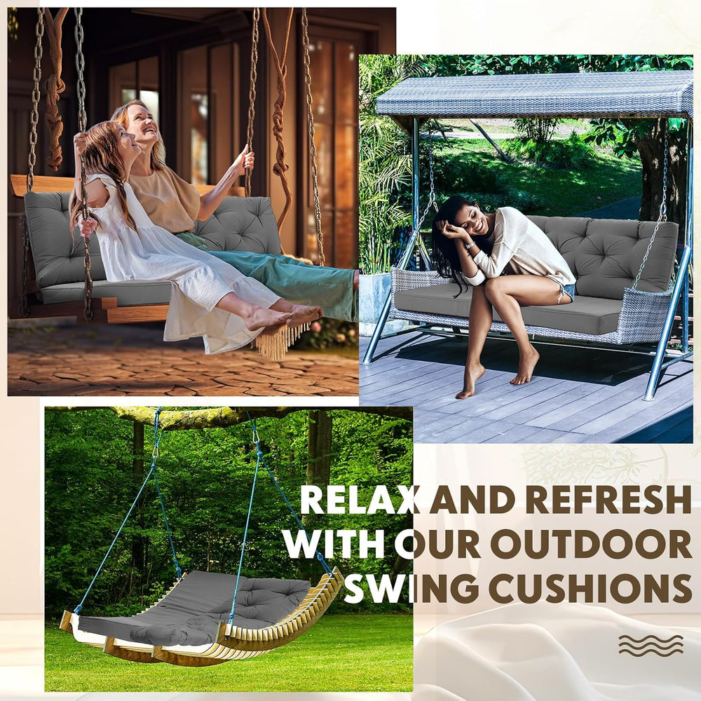 Wenqik 2-3 Seater Porch Swing Cushions with Backrest, Gray