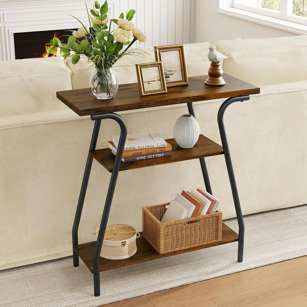FAVOOSTY Console Table for Entryway, 3 Tier Narrow Entryway Table Open Shelve...
