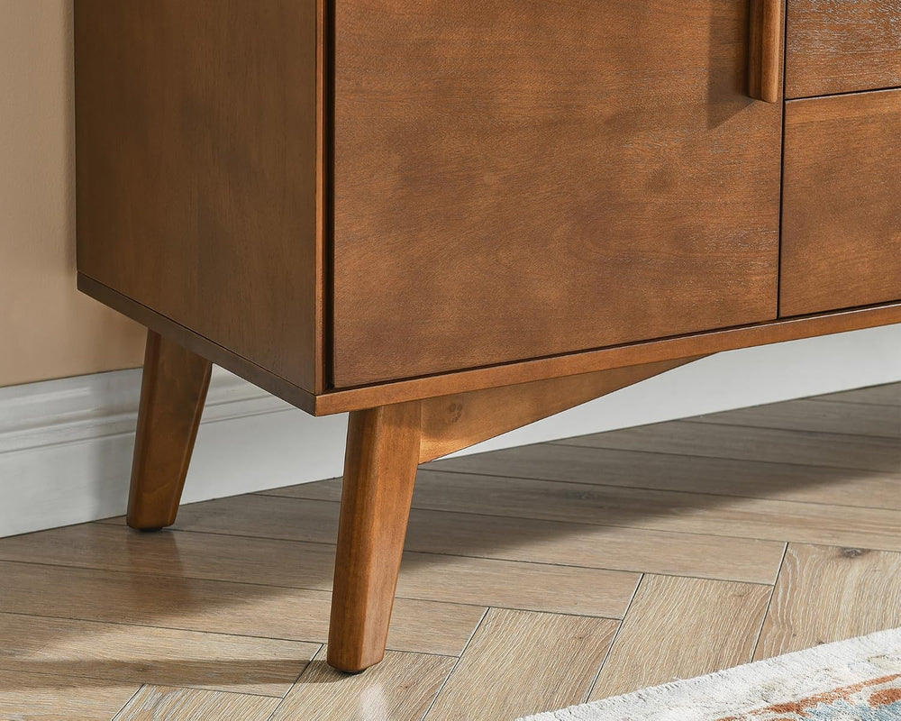 LKTART 47" Real Wood Veneer Sideboard Buffet Cabinet with Storage Drawers