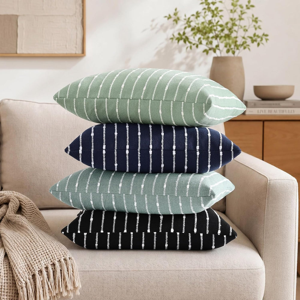 decorUhome Striped Decorative Throw Pillow Covers 24x24 Set of 2, Teal