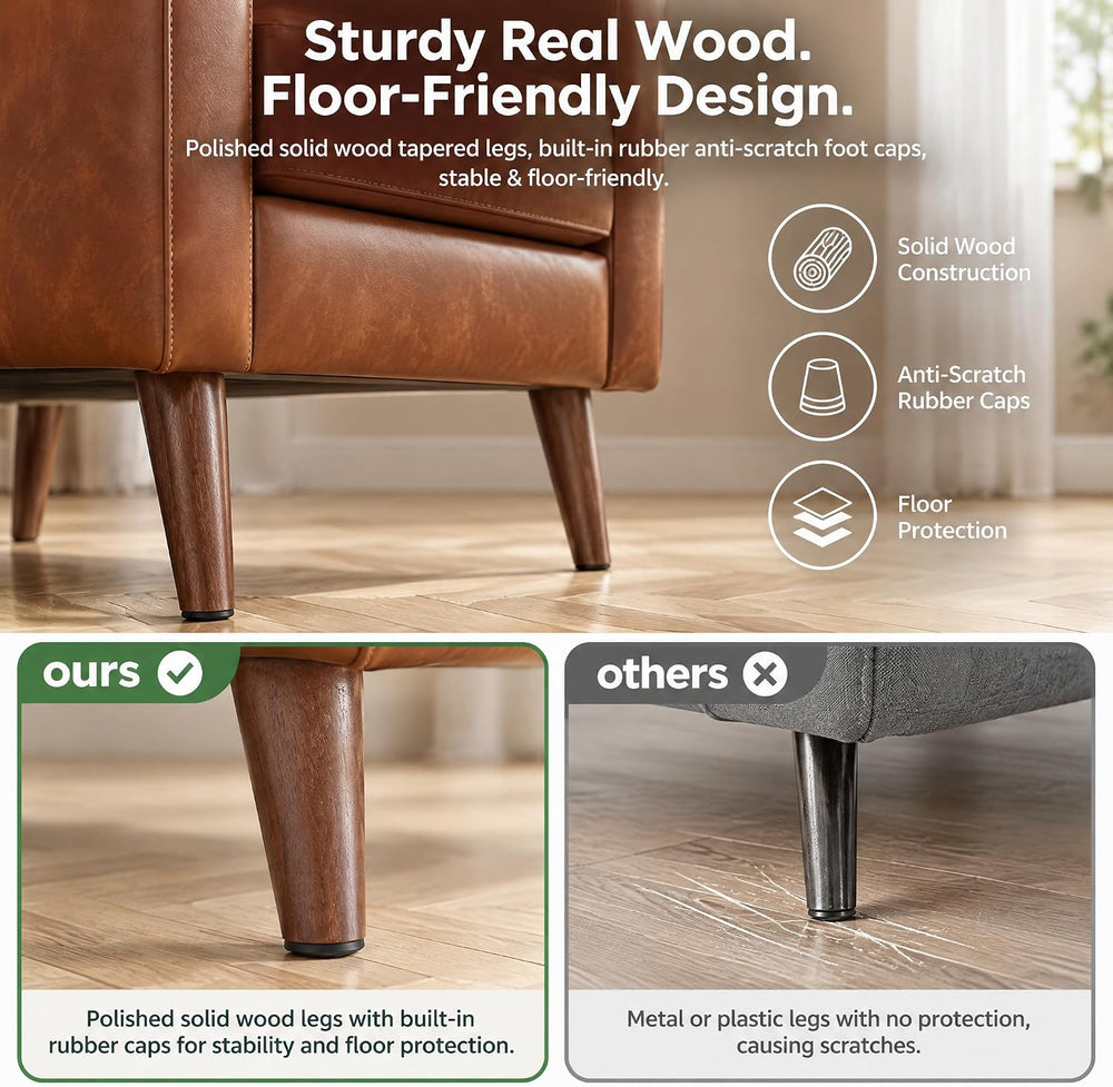 HNY Brown Faux Leather Tufted Accent Chairs