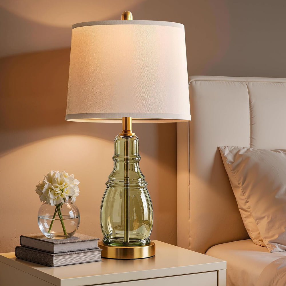 ROTTOGOON Glass Table Lamp Set of 2, Modern Table Lamps for Living Room Bedro...