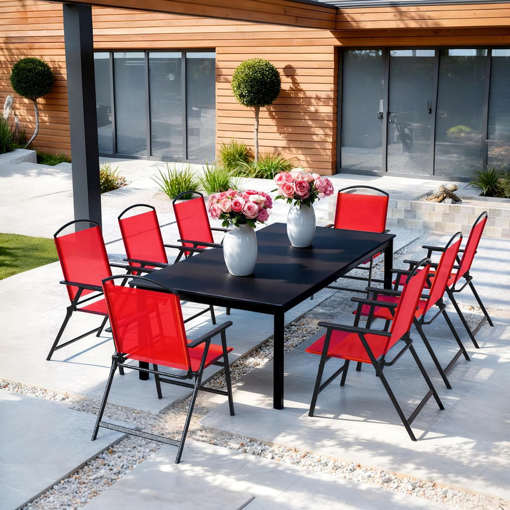 Outdoor Folding Patio Dining Chairs Set of 4 With Armrest Heavy-Duty Lightwei...