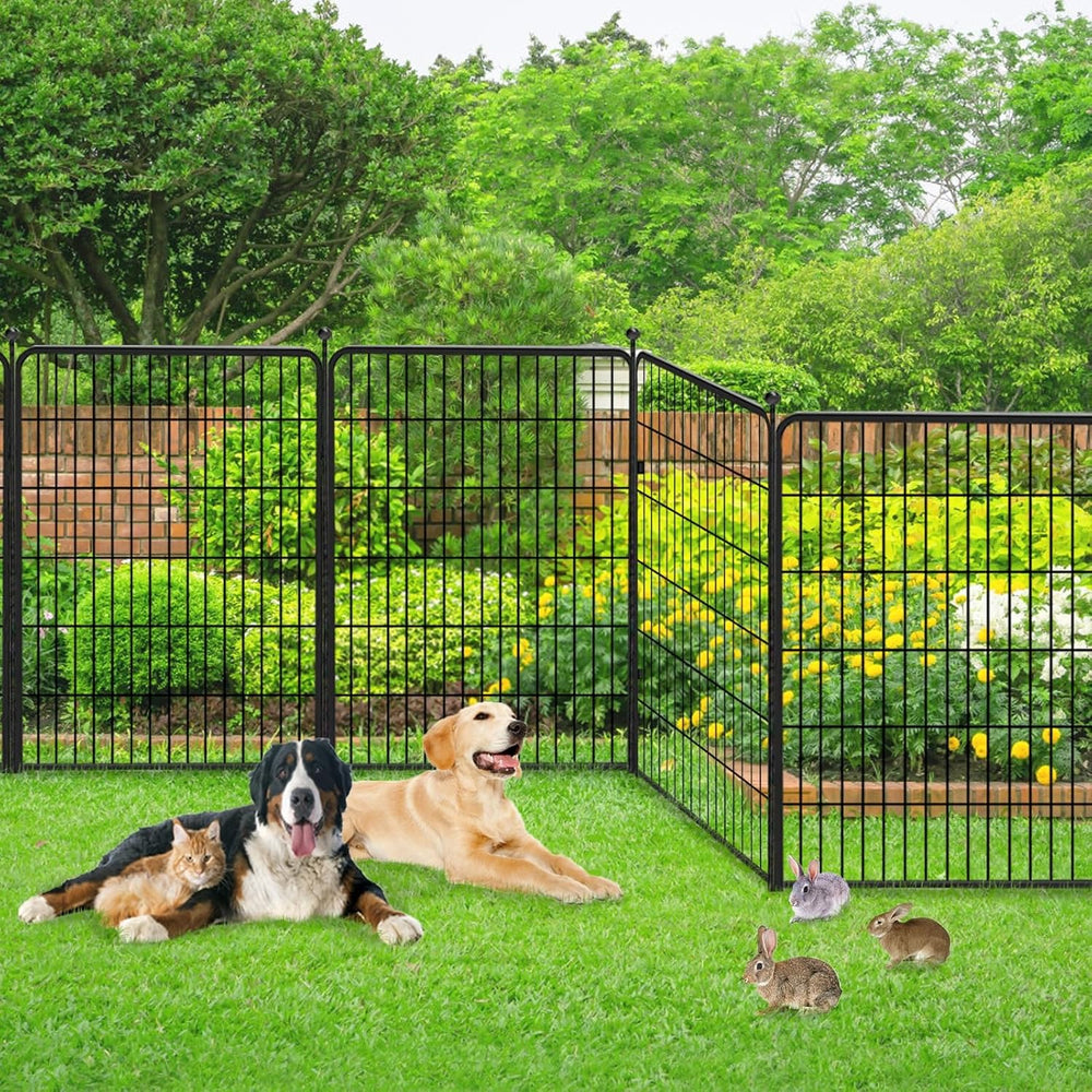 Decorative Garden Fence 32 Pack Black Metal Fence Panels 40in(H) x72ft(L) Tem...