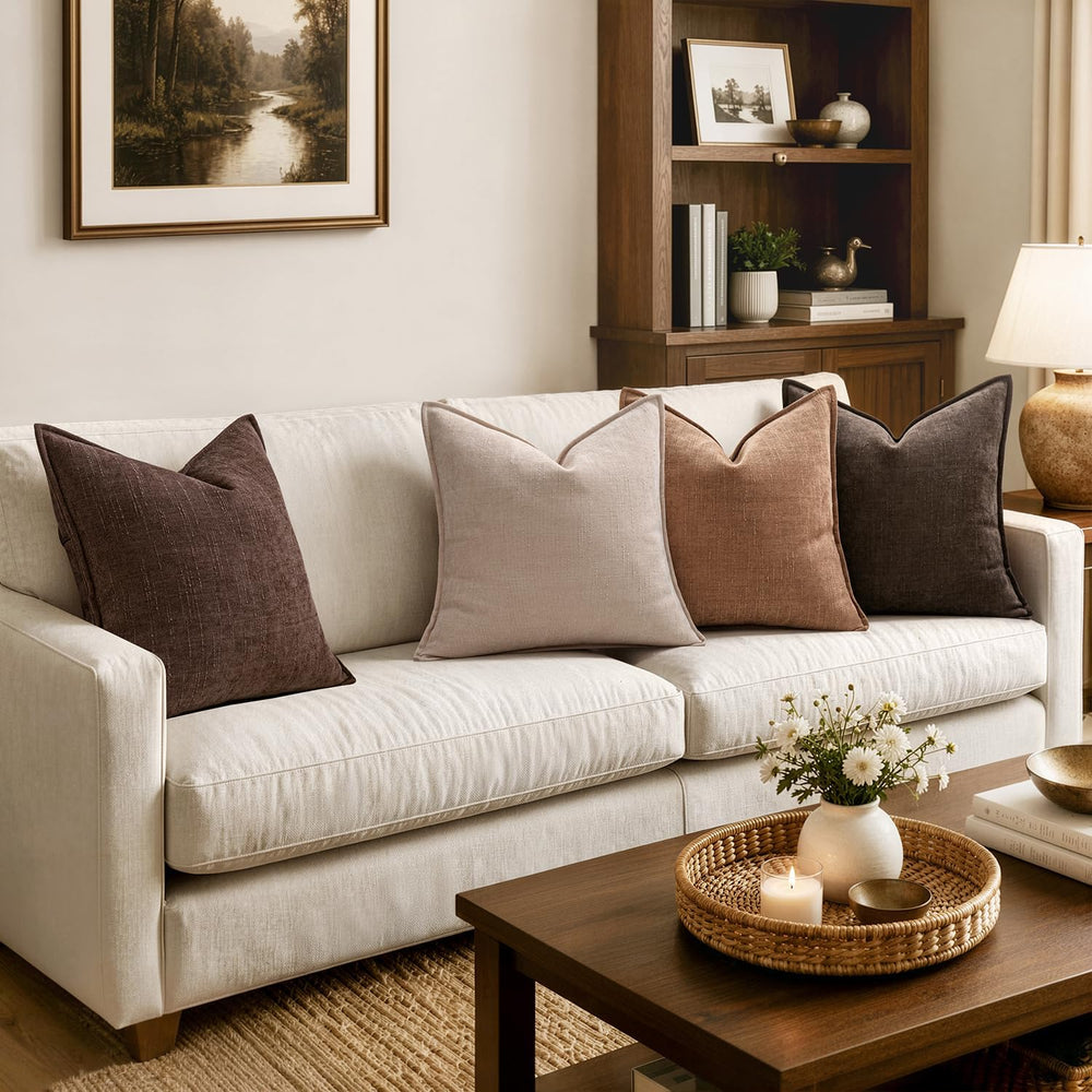 MIULEE Euro Fall Decorative Throw Pillow Covers 24x24 Brown Textured