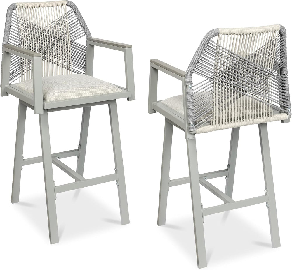 Best Choice Products Outdoor Bar Stools Set of 2, Bar Height, 360° Swivel Alu...