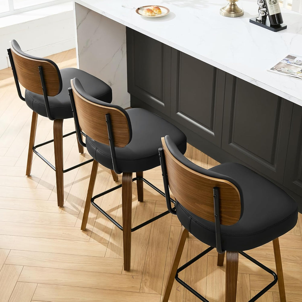 Solstrand 26" Swivel Counter Height Bar Stools Set of 3, Black