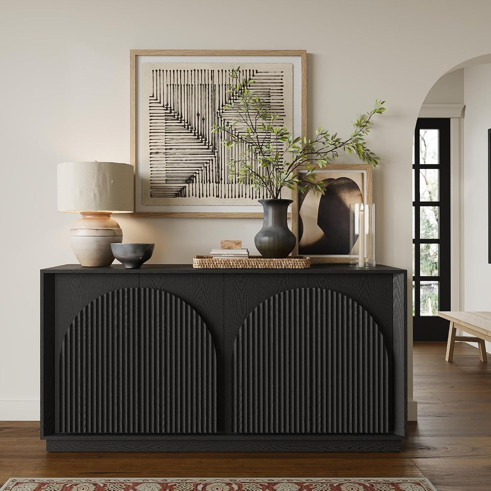 win2win 65" Sideboard Buffet Cabinet with Storage, Modular Credenza, Black