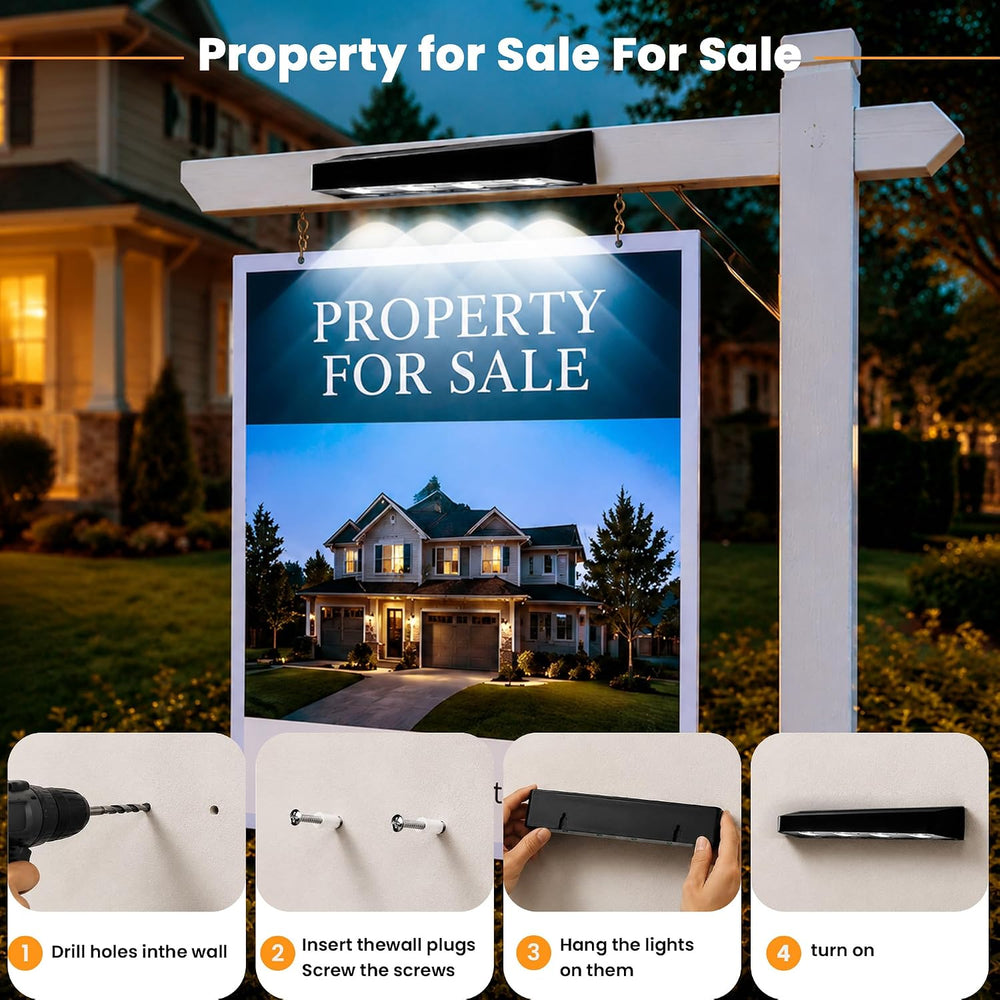 Solar Address Sign Light Outdoor Waterproof IP65(2 Pack)