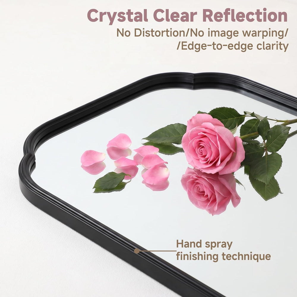 39"x29" Black Bathroom Scalloped Mirror, Rust-Proof Metal Frame