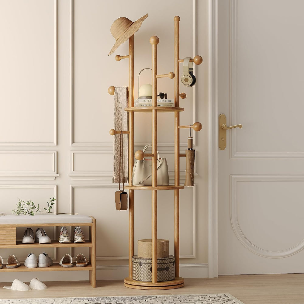FROMJBEST Coat Rack Freestanding,Coat tree Entryway,Mid-Century,Nature Wood