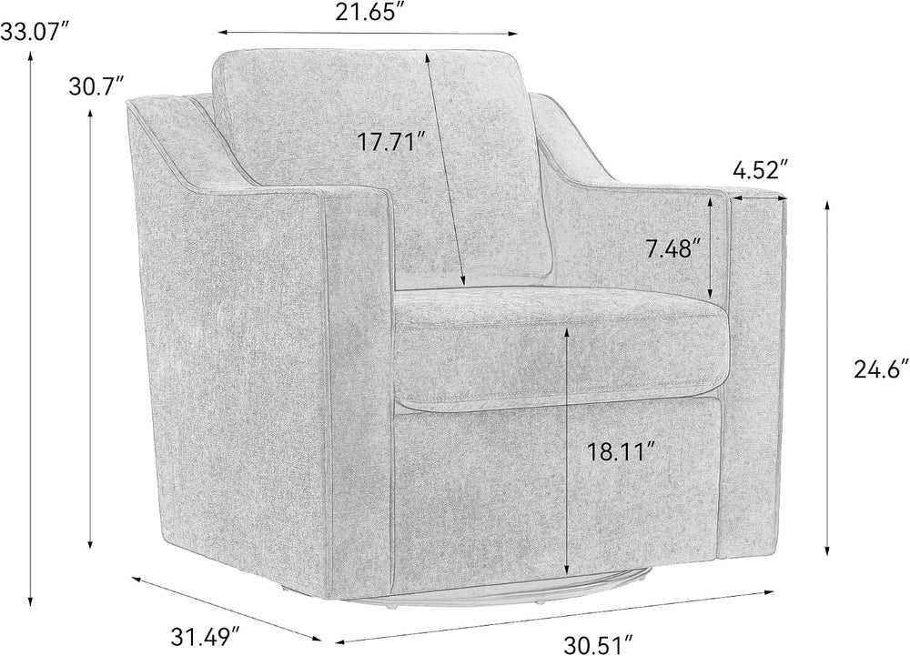 Swivel Accent Chairs Set of 2, 360° Swivel Armchairs with Deep Seat, Beige