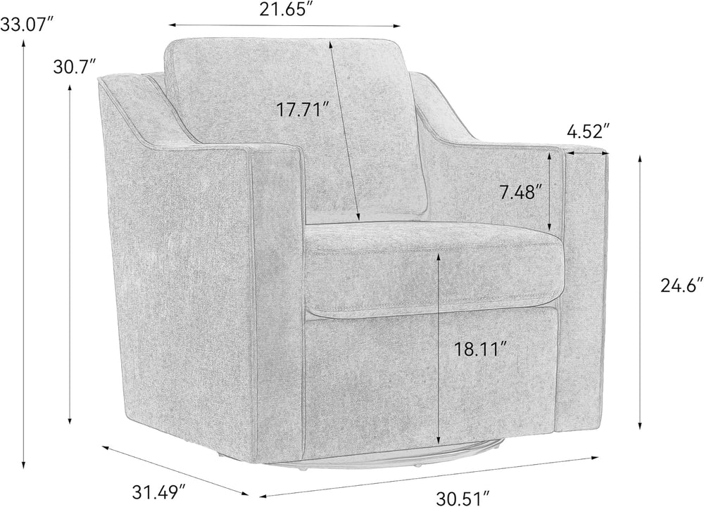 Swivel Accent Chairs Set of 2, 360° Swivel Armchairs, Pinstripe Gray