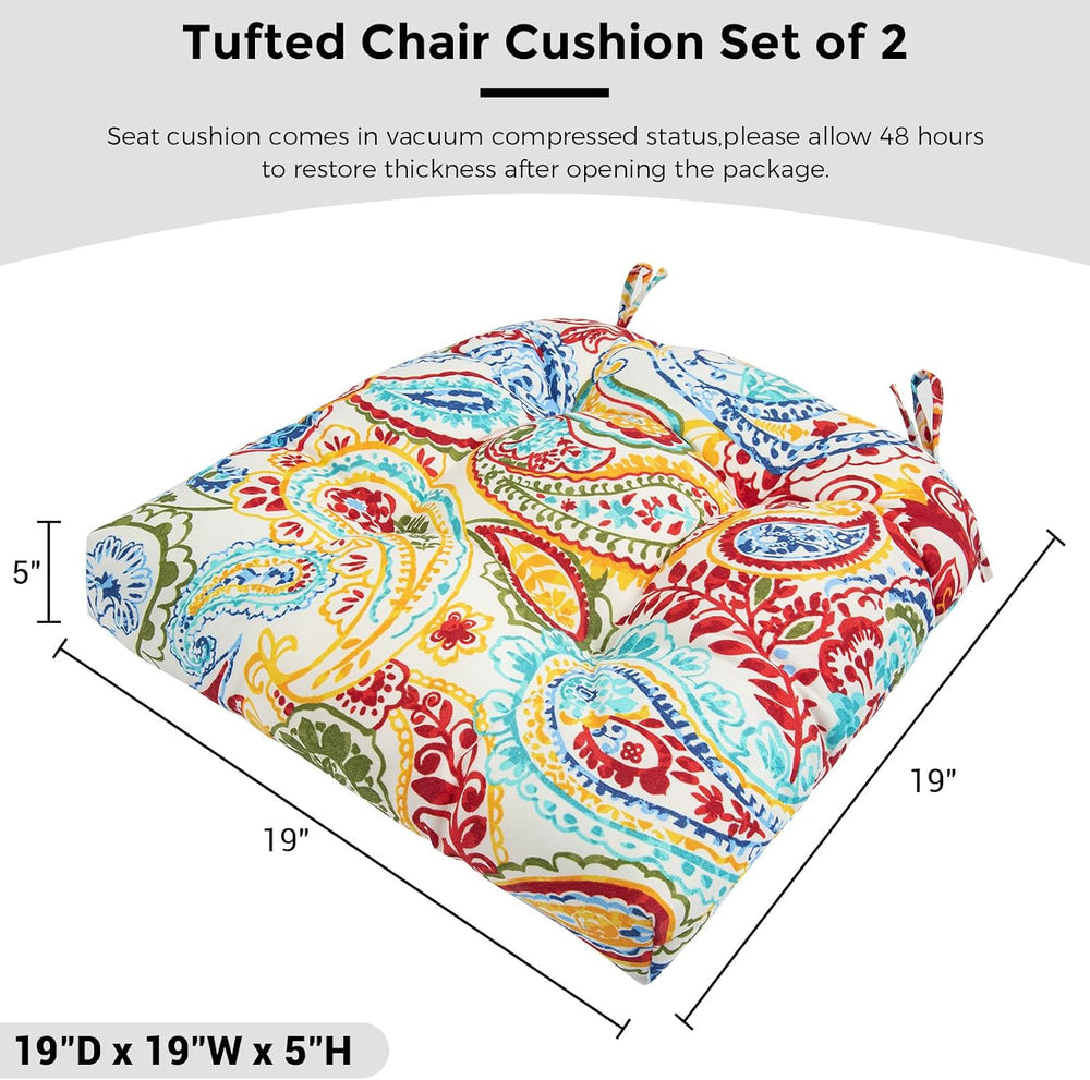 FUNHOME Outdoor Chair Cushions 19 x19 Inch,Water Resistant Tufted Seat Cushio...