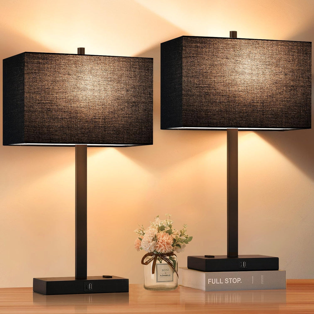 21" Touch Bedside lamps with 2 USB & AC Outlets, 3-Way Dimmable Beds...