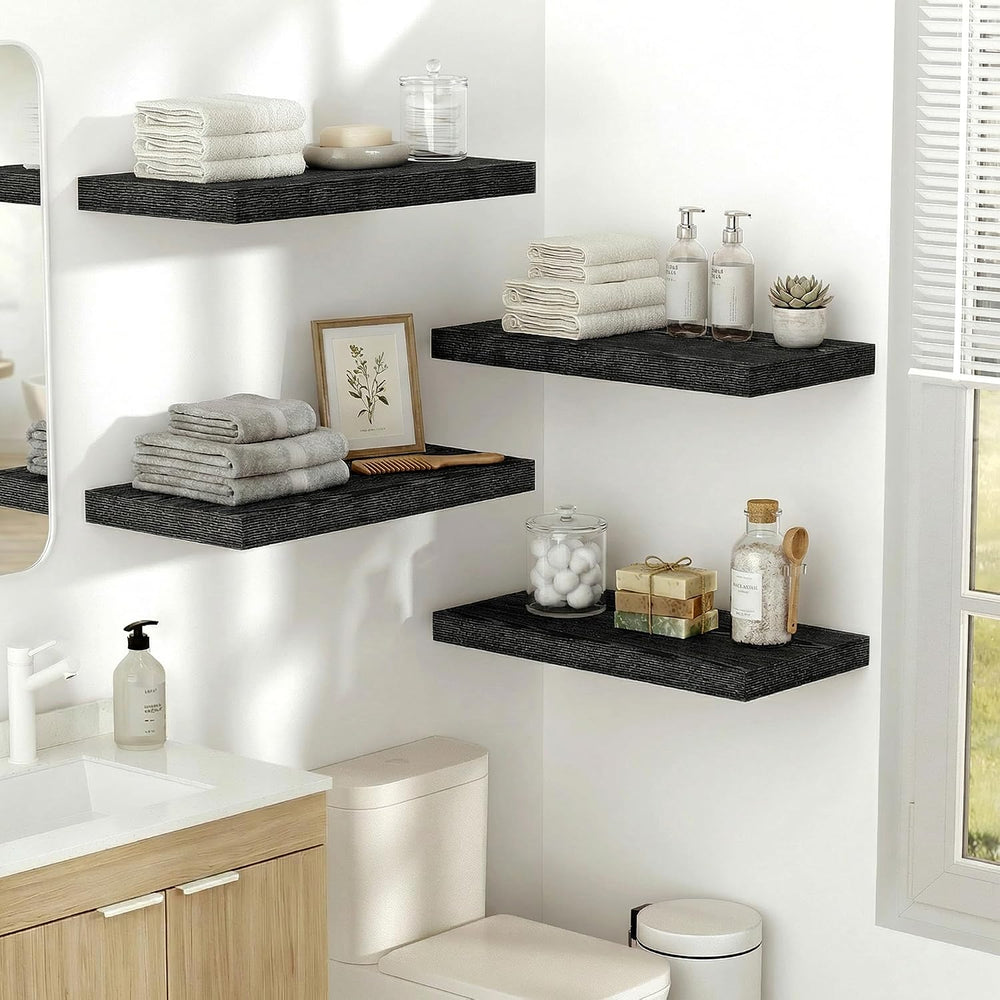 Vivelove 10" Deep Floating Shelves, 24”Wide Set of 2, Black