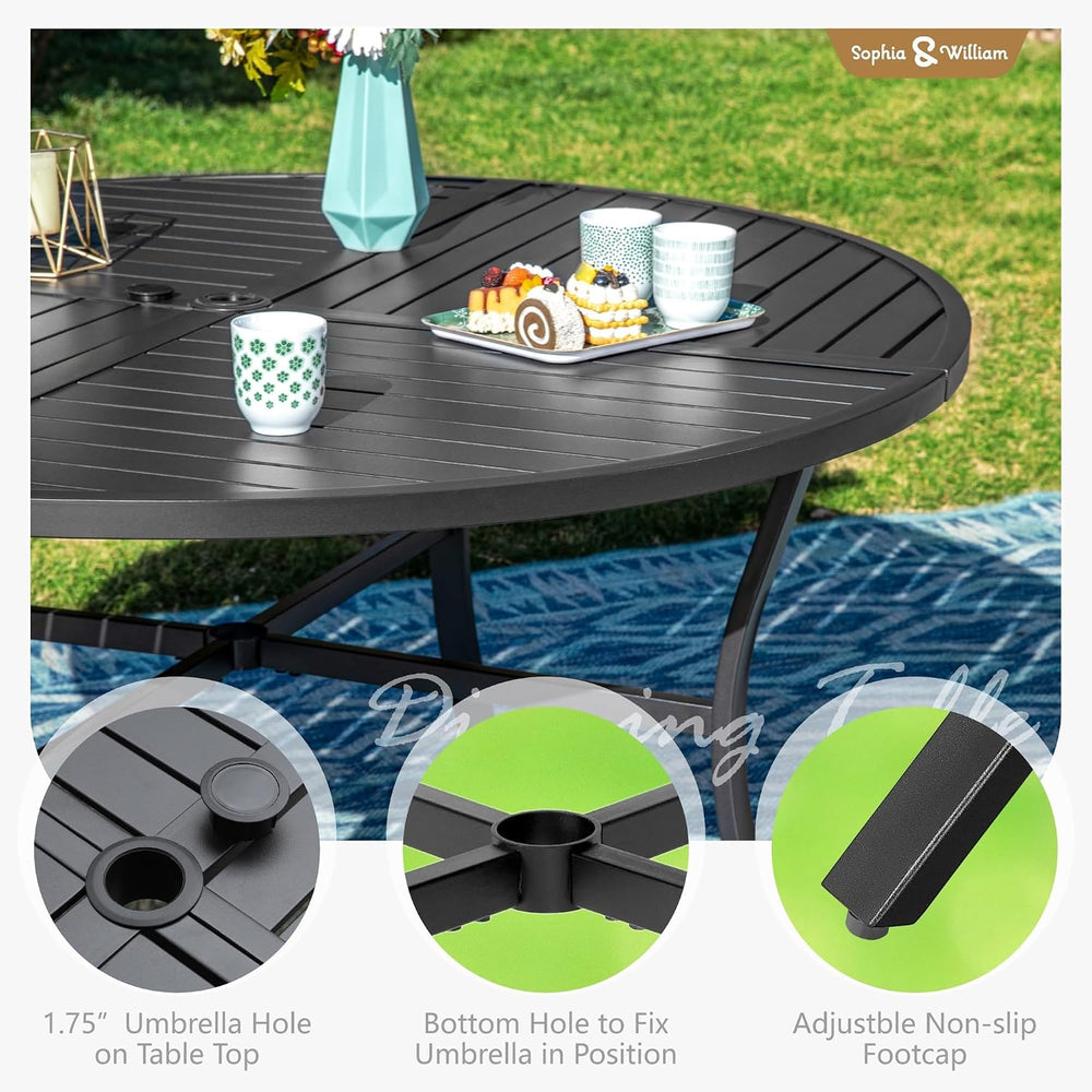 Sophia & William 7-Piece Patio Dining Set, Round Table, PE Wicker Chairs
