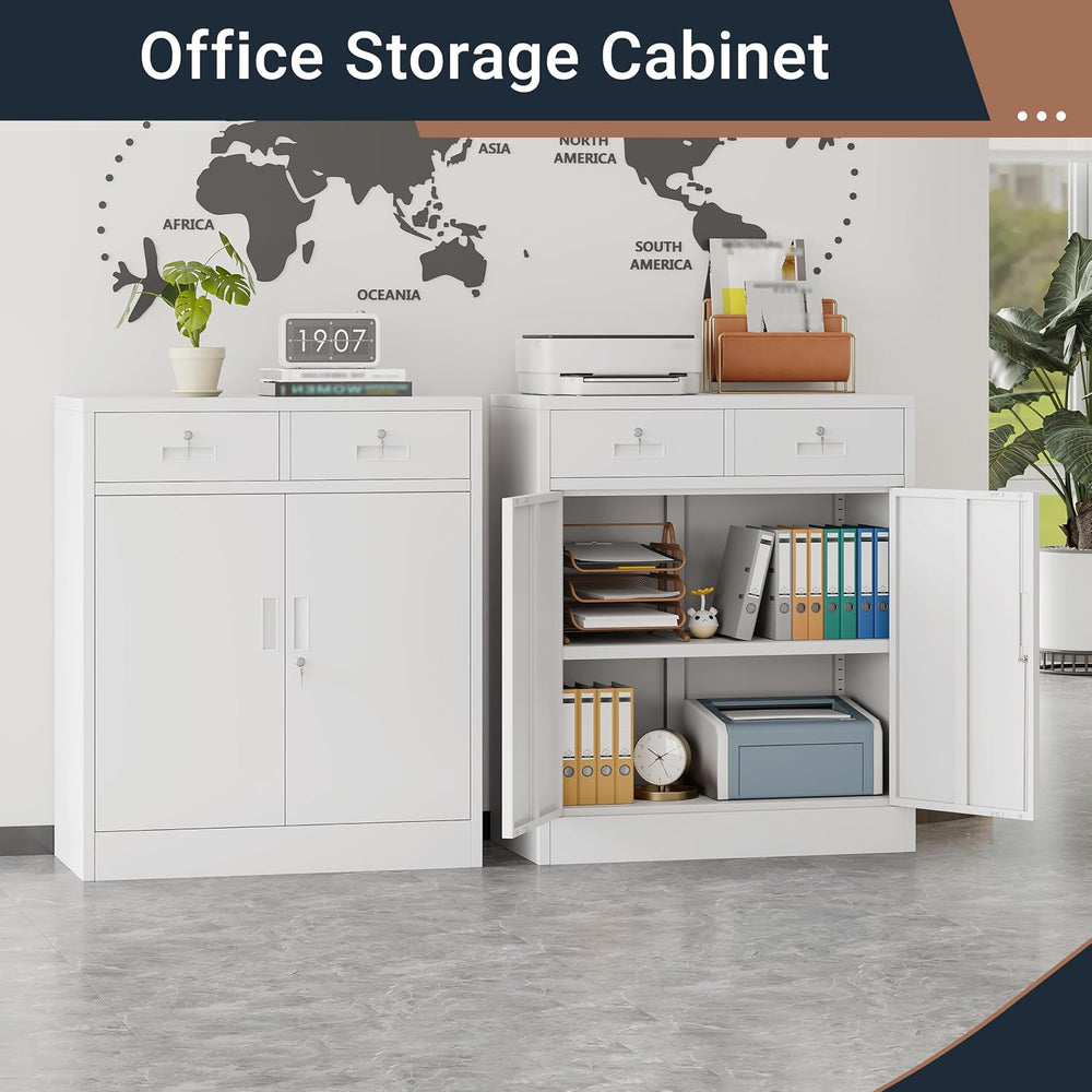 BESFUR Metal Storage Cabinet, Garage Storage Cabinet with 2 Drawers and Adjus...