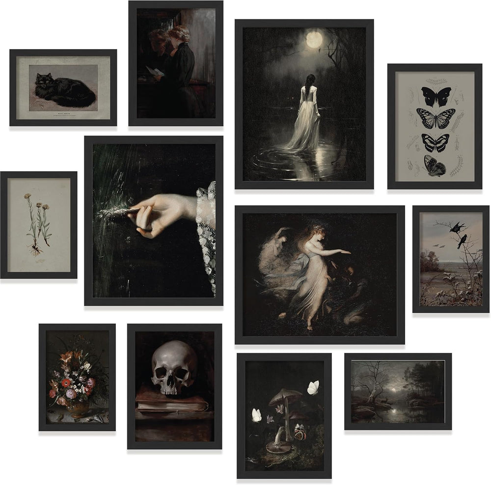 97 Decor Framed Gothic Wall Art, Dark Academia Decor, Black Frame Set