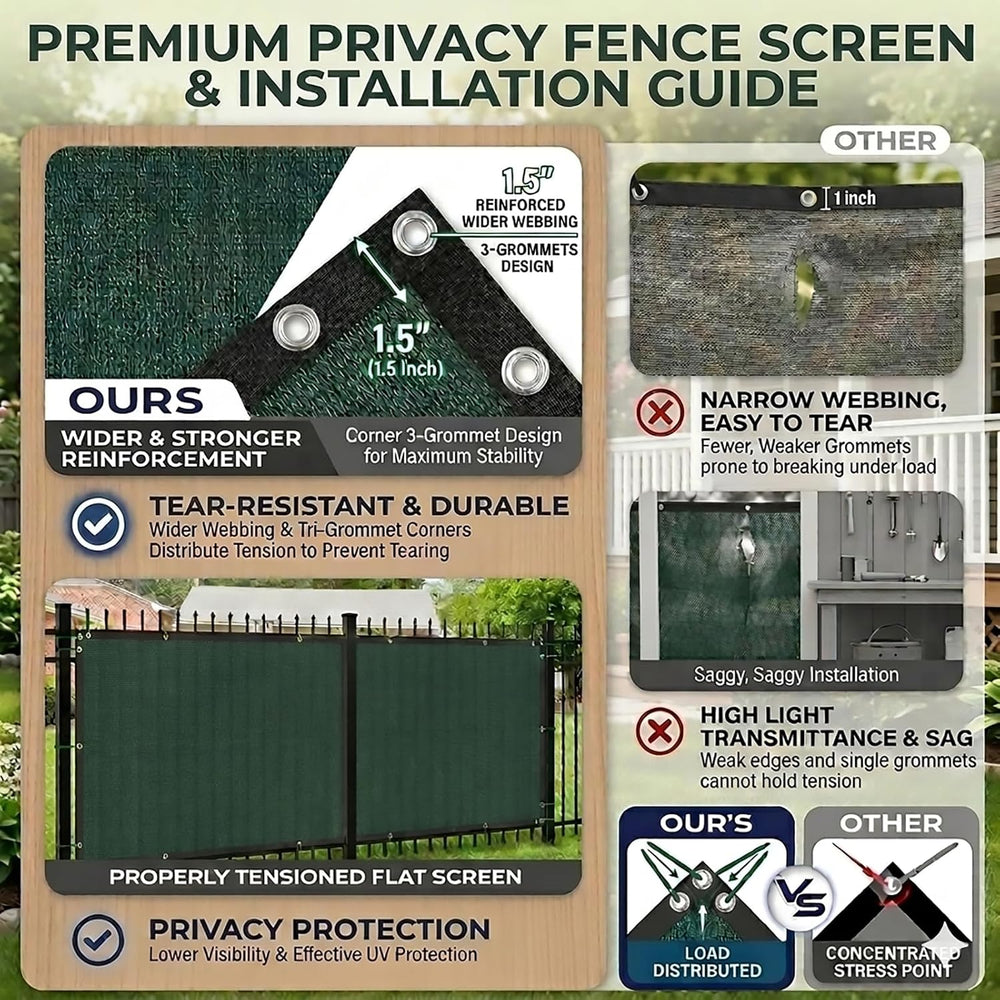 Privacy Screen 4ft x 50ft Dark Green HDPE Fence 90% Blockage
