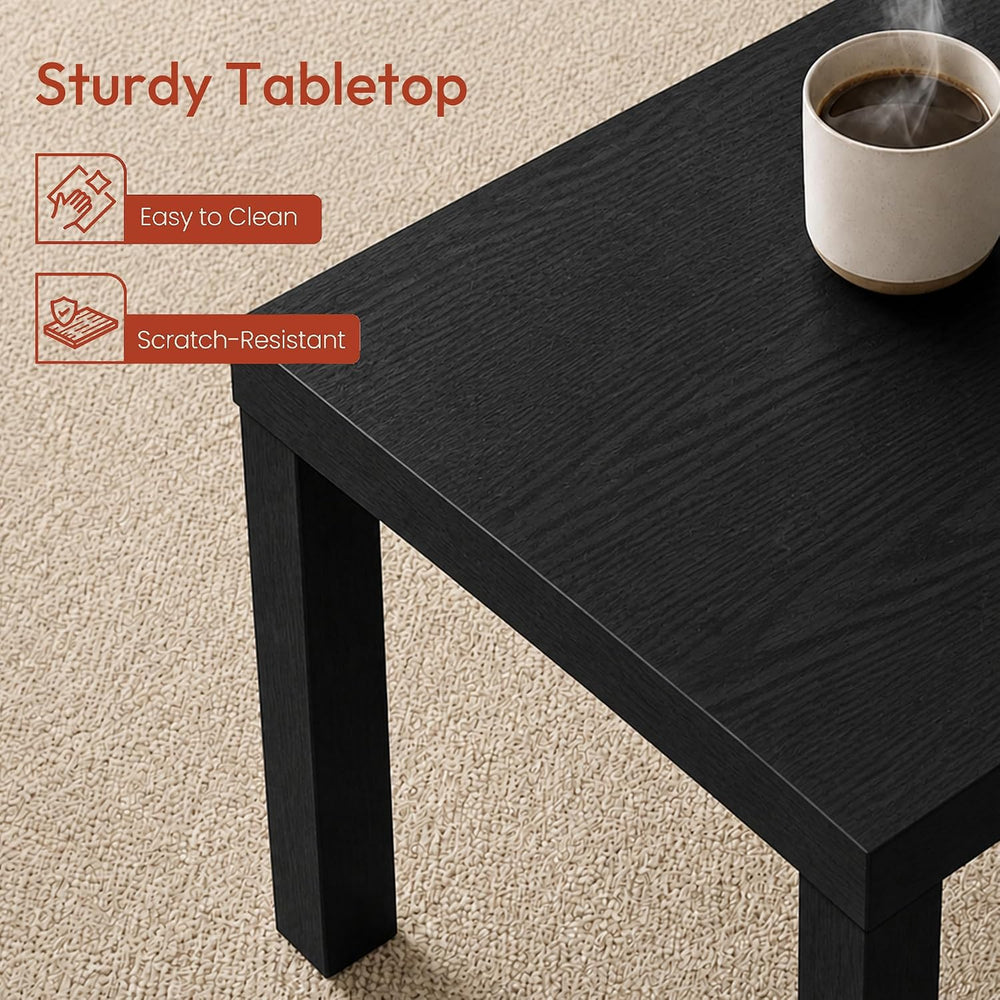 1.8 Thick Tabletop Square Modern End Table, Toolless Assembly Bedside Table, ...