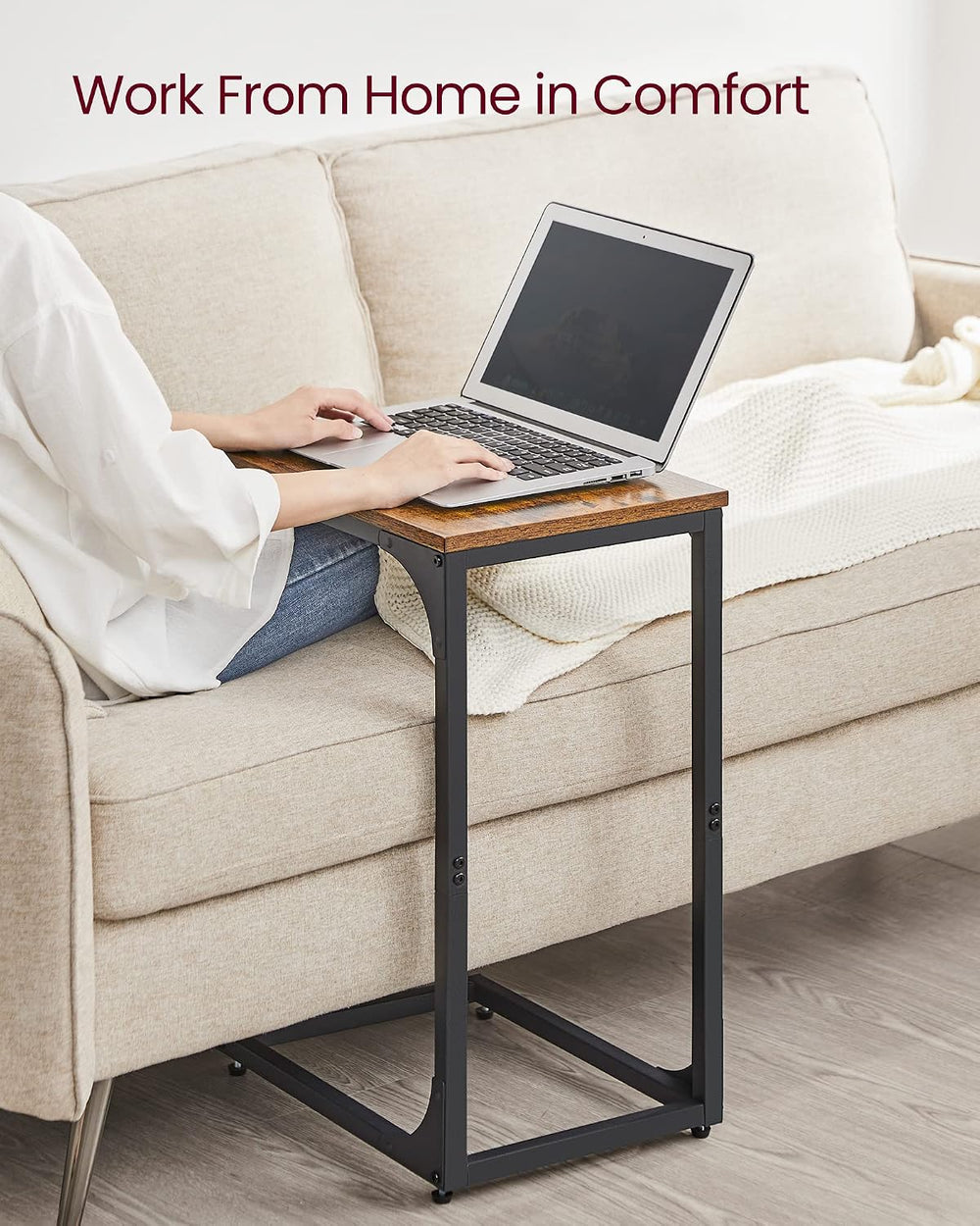 VASAGLE C-Shaped End Table Set of 2, Small Sofa Side Table with Metal Frame