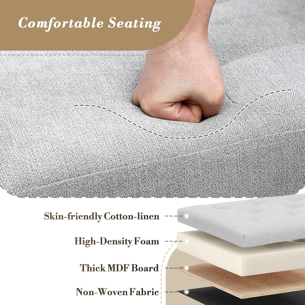 Athena Collection Linen Ottoman with Storage, 30 Inches Large Storage Ottoman...