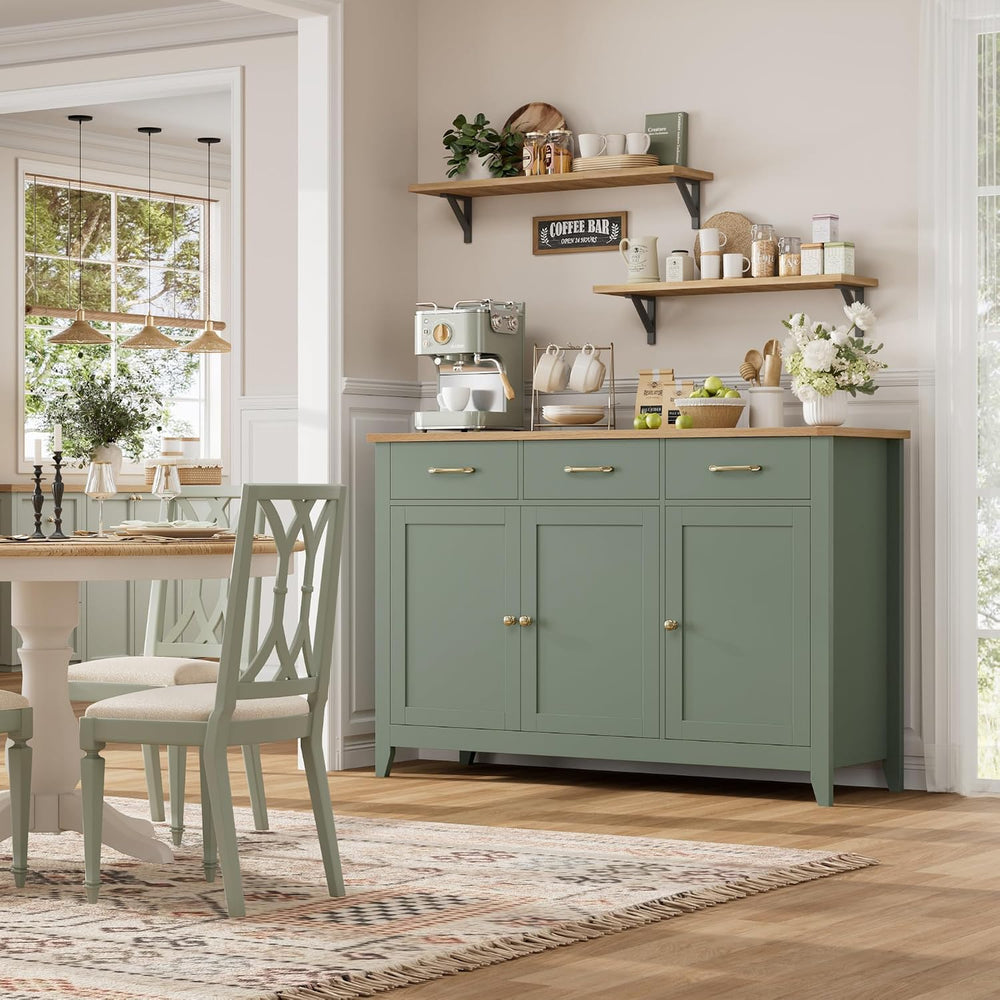 HORSTORS 47" W Kitchen Buffet Sideboard Cabinet with Storage Drawers, Green