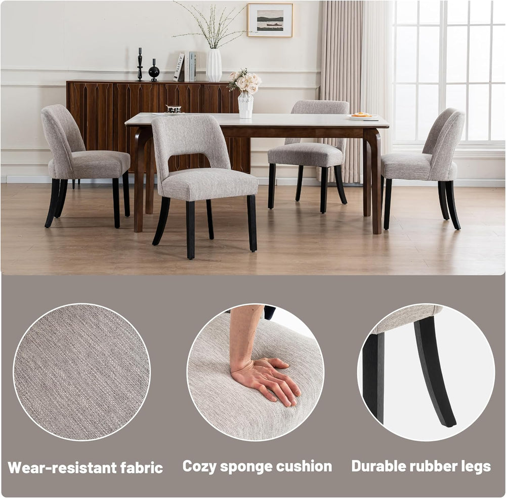VKNOW Dining Chairs Set of 4, Fabric Dining Chairs, Grey-Black Legs