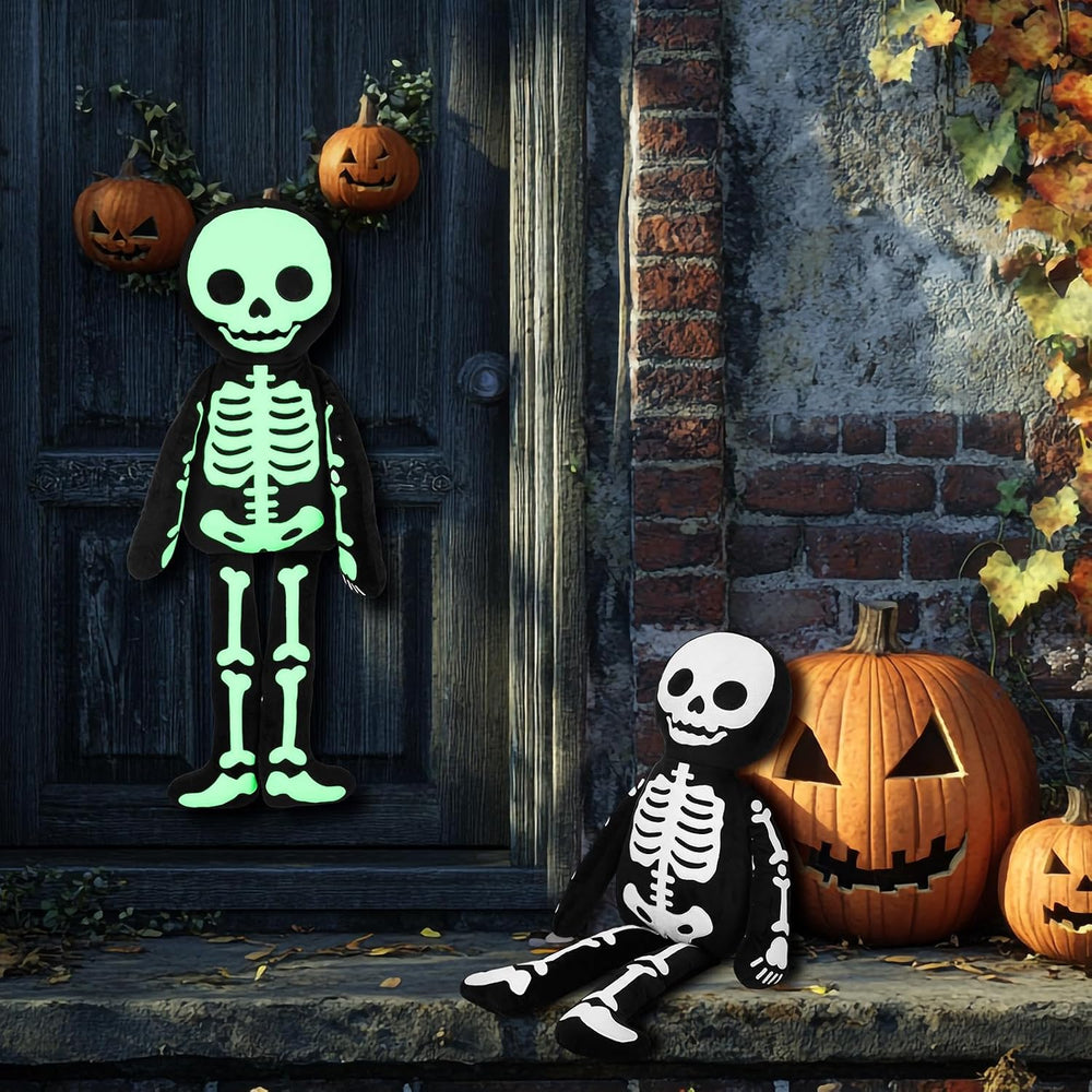 Simgoing Halloween Skeleton Plush, Glow in The Dark Skeleton Plush Pillow