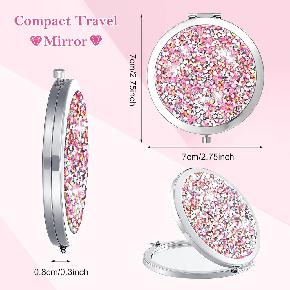 Maitys 16 Pcs Pink Compact Mirror Bulk for Purse Cosmetic Folding 2.75 Inch