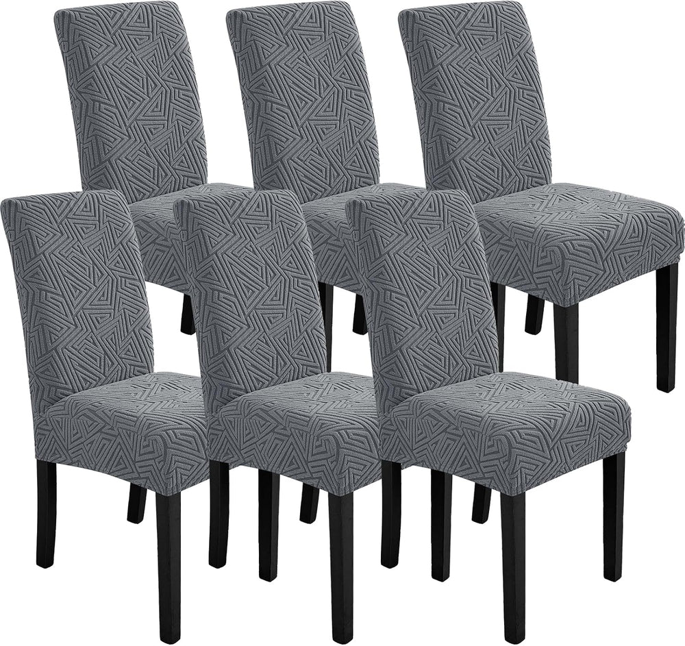 Stretch Spandex Chair Covers for Dining Chairs Set of 6, Light Gray