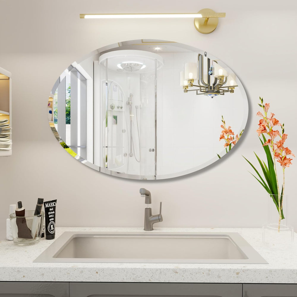 Oval Bathroom Mirror, 18X26 inch Oval Frameless Mirror,