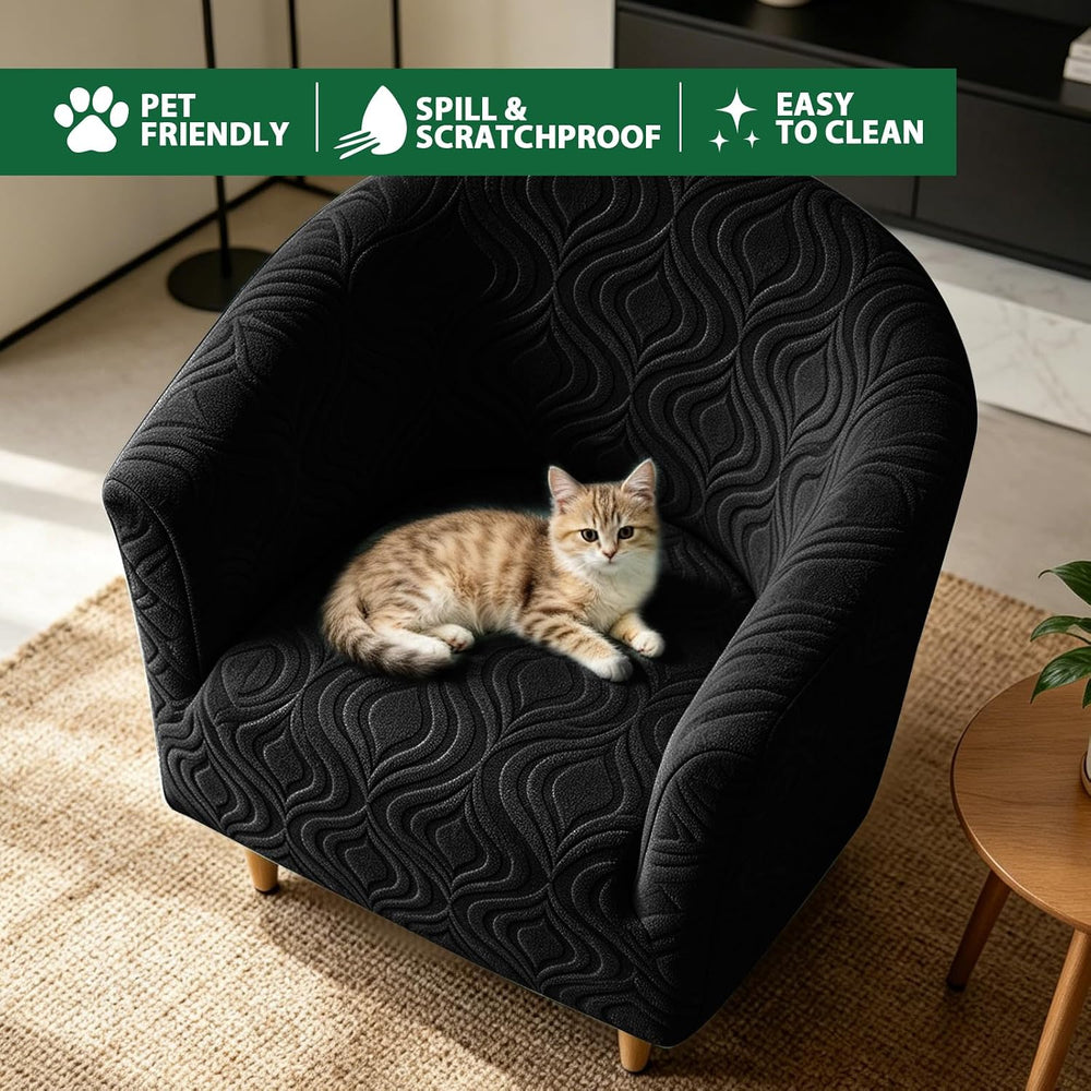 Club Chair Slipcover Stretch Barrel Tub Armchair Covers,Black