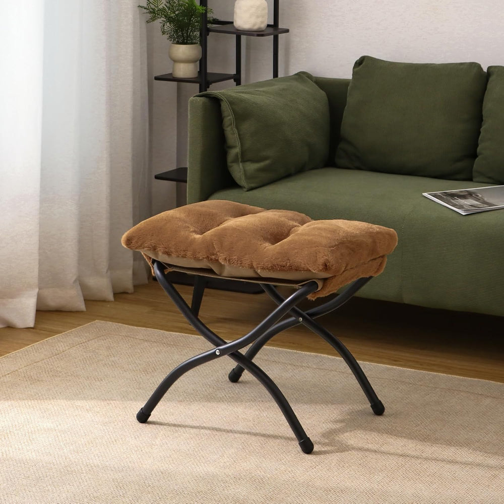 15"(H) Folding Ottoman, Set of 2, Foldable Footrest Stool, Small Foot St...