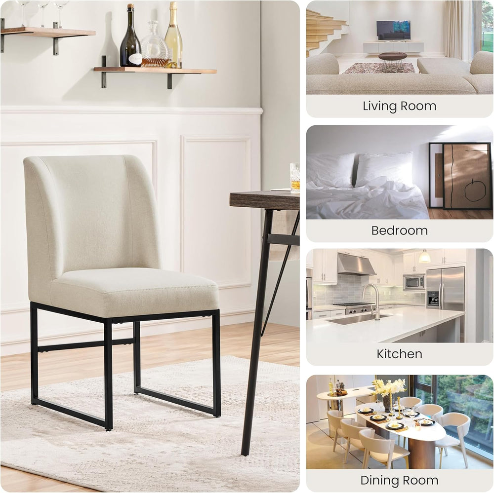 Yaheetech Dining Chairs Set of 4 Modern Upholstered Armless Chairs Beige